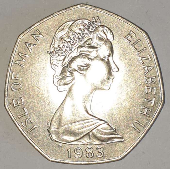 1983 - 50 PENCE - ISLE OF MAN - CHRISTMAS - NON-CIRCULATING COIN - RARE - KM# 107 COPPER-NICKEL